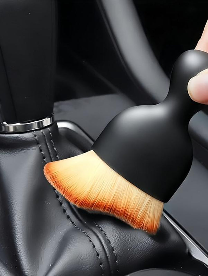 LMMAKE Car Interior Cleaning Brush Set 2Pcs Ultra Soft Bristles Scratch-Free Dashboard AC Vent Leather Cleaner with Ergonomic Handle & Protective Case for Auto Detailing Tools