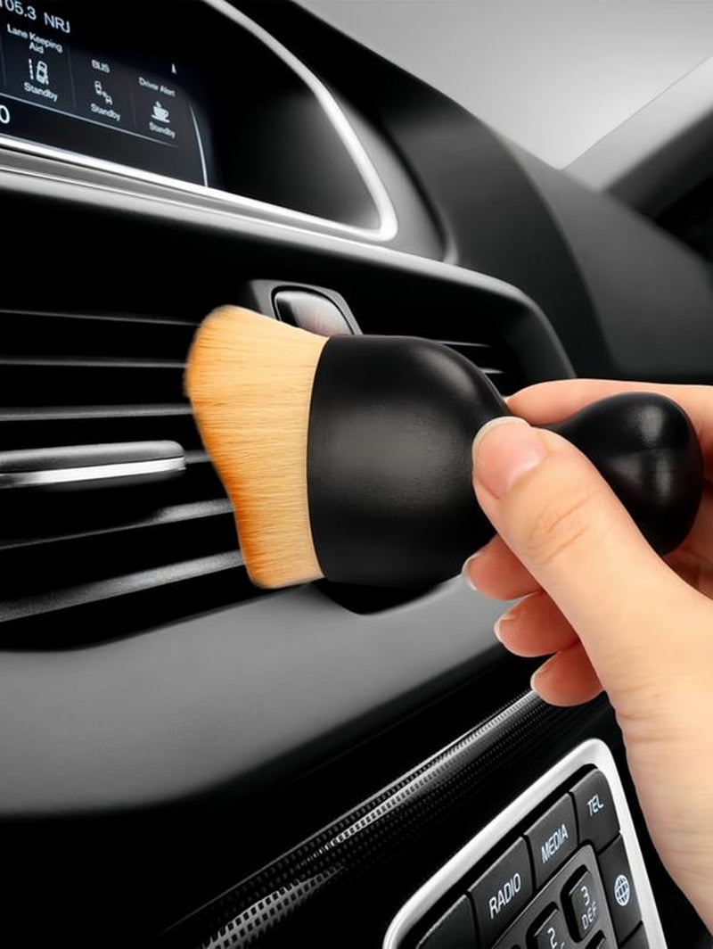 LMMAKE Car Interior Cleaning Brush Set 2Pcs Ultra Soft Bristles Scratch-Free Dashboard AC Vent Leather Cleaner with Ergonomic Handle & Protective Case for Auto Detailing Tools