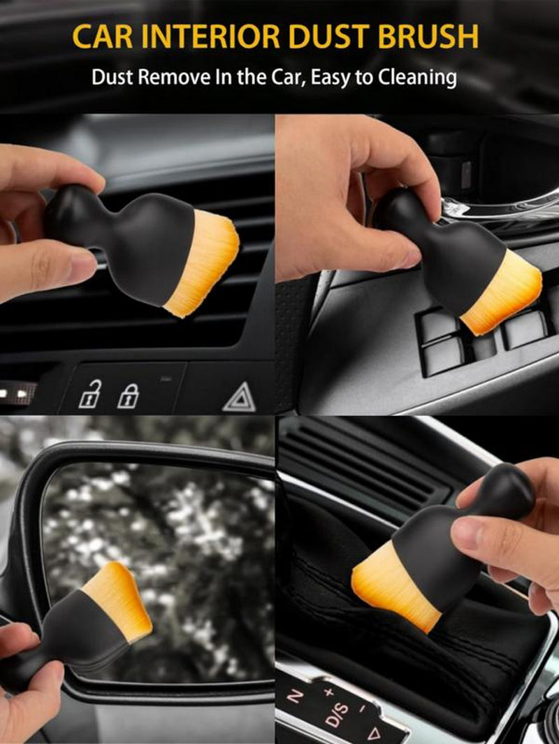 LMMAKE Car Interior Cleaning Brush Set 2Pcs Ultra Soft Bristles Scratch-Free Dashboard AC Vent Leather Cleaner with Ergonomic Handle & Protective Case for Auto Detailing Tools