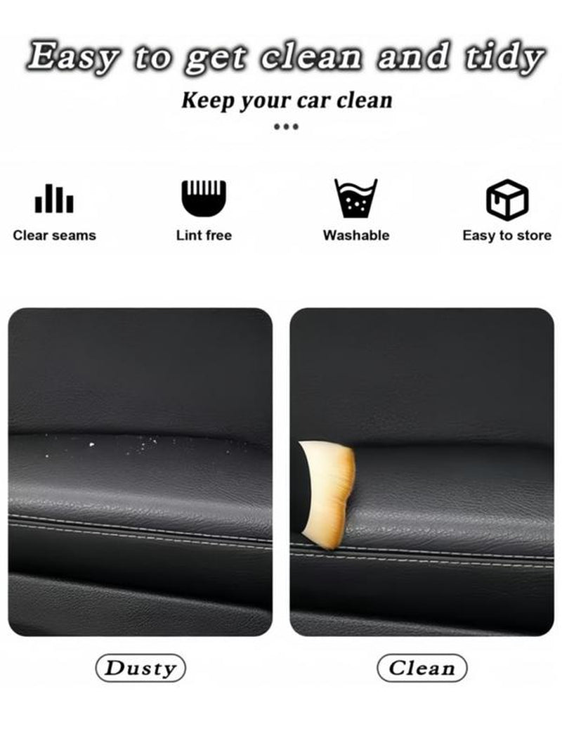 LMMAKE Car Interior Cleaning Brush Set 2Pcs Ultra Soft Bristles Scratch-Free Dashboard AC Vent Leather Cleaner with Ergonomic Handle & Protective Case for Auto Detailing Tools